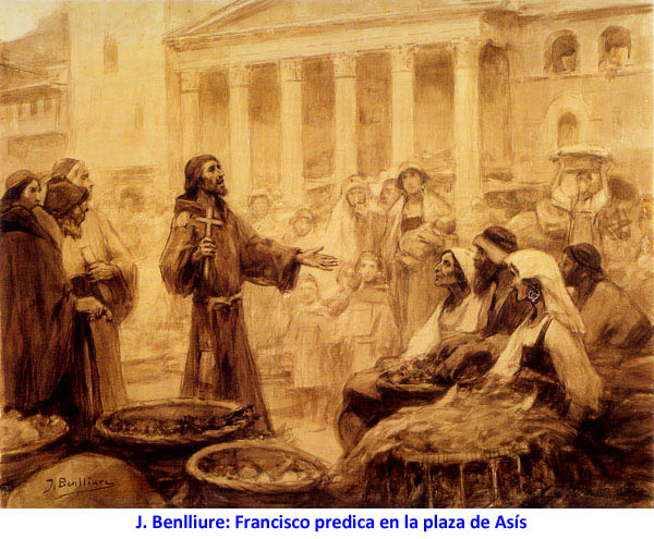 J. Benlliure: Francisco predica en la plaza de Asís