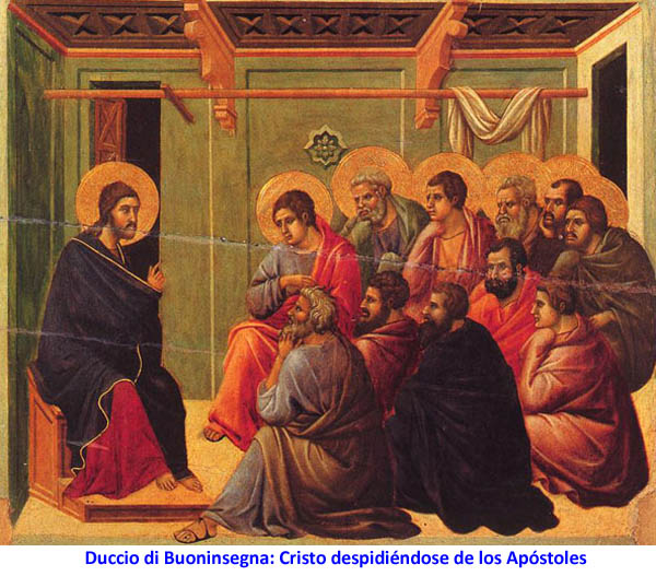 Duccio di Buoninsegna: Cristo despidiéndose de los Apóstoles