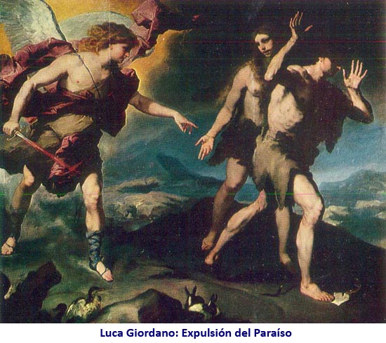 Luca Giordano: Expulsión del Paraíso
