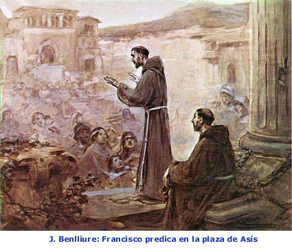 J.Benlliure: Francisco predica en la plaza de Asís