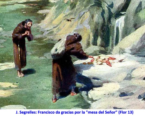 J. Segrelles: Francisco da gracias por la "mesa del Señor" (Flor 13)