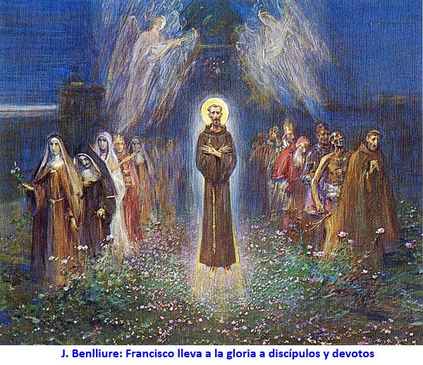 J. Benlliure: Francisco lleva a la gloria a discípulos y devotos